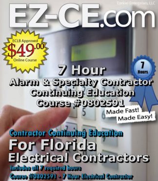 EZ-CE.com $49 Florida 7 hr electrical contractor continuing education course cover page