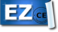 EZ-CE.com blueprint logo for contractor continuing education courses