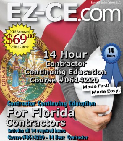 EZ-CE.com $69 Florida 14 hr contractor continuing education course cover page