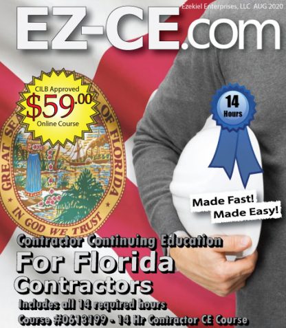 EZ-CE.com $59 Florida 14 hr contractor continuing education course cover page